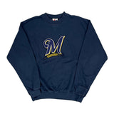 Vintage Majestic Graphic Sweatshirt - Medium Navy Cotton Blend