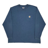 Carhartt Long Sleeve T-Shirt - 2XL Blue Cotton