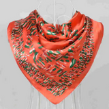 Anyyou Fashion Premium Satin Square Scarf – Orange Red Silk-Feel Neckwrap for Women