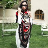 Anyyou 100% Pure Merino Wool Black Poncho for Women Winter Large Scarf Pashmina Shawl Bandana Neck Wrap