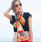 Anyyou 100% Mulberry Silk Orange Long Scarf for Women Luxury Beach Shawl Swimwear Cover-Up Pashmina Wrap Foulard