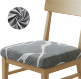 Anyseat Grey and Light Grey Wave Print Chair Cover – Stretch Washable Removable Seat Cover for Dining & Kitchen