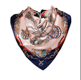 Anyyou Fashion Premium Satin Square Scarf – Blue Pink Silk-Feel Neckwrap for Women