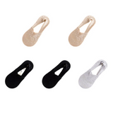 Anyfootwear 5 Pairs Women's Lace Flower Invisible Ankle Socks Size 5-9 Breathable Anti-Slip Non-Skid Low Cut Fashion Socks (2 Khaki, 2 Black, 1 Grey)