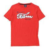 Age 11-12 Champion Spellout T-Shirt - Large Red Cotton