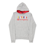 Age 13-14 Champion Spellout Hoodie - XL Grey Cotton Blend
