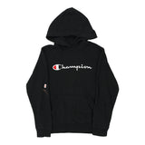 Age 11 Champion Spellout Hoodie - Medium Black Cotton Blend