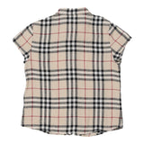 8 Years Burberry Novacheck Short Sleeve Shirt - Small Beige Cotton