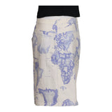1st Classe Alviero Martini Graphic Midi Skirt - 34W UK 14 White Cotton Blend