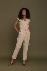 Evening Chai Jumpsuit in Neutral Beige