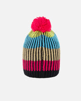 Knitted Winter Hat In Black & Multicolor
