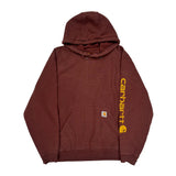Carhartt Spellout Hoodie - 2XL Burgundy Cotton Blend
