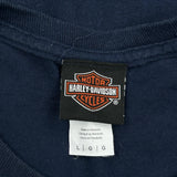 Cannonball Harley Davidson Graphic Long Sleeve T-Shirt - Large Blue Cotton