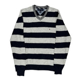 Tommy Hilfiger Striped Jumper - XL Grey Cotton