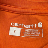 Age 7 Carhartt T-Shirt - Small Orange Cotton