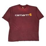 Carhartt Spellout T-Shirt - XL Burgundy Cotton