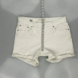 Levis Denim Shorts - 32W UK 12 White Cotton
