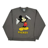 Mickey Mouse Jerzees Cartoon Sweatshirt - XL Grey Cotton Blend