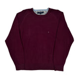 Tommy Hilfiger Sweater - Large Burgundy Cotton