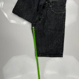 Avirex Wide Leg Graphic Denim Shorts - 34W 11L Gray Denim