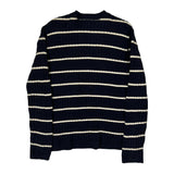 Polo By Ralph Lauren Striped Cable Knit Sweater - Small Navy Cotton