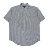 Ralph Lauren Striped Short Sleeve Shirt - Large Blue Cotton