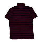 Tommy Hilfiger Striped Polo Shirt - Medium Burgundy Cotton