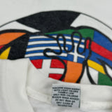 Single Stitch Soccer Peace Frogs Graphic T-Shirt - Large White Cotton