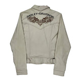 Motorcycle Harley Davidson Graphic Jacket - XL Cream Cotton