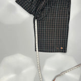 Dickies Checked Shorts - 34W 11L Black Cotton