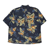 Nautica Floral Hawaiian Shirt - XL Blue Viscose Blend