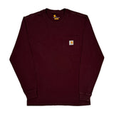 Carhartt Long Sleeve T-Shirt - Small Burgundy Cotton
