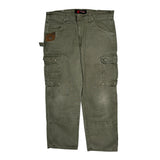 Wrangler Cargo Trousers - 38W 30L Green Cotton