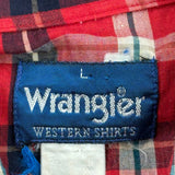 Wrangler Checked Flannel Shirt - Large Red Cotton