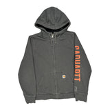 Carhartt Spellout Hoodie - Large Gray Cotton Blend