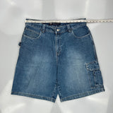 Faded Glory Cargo Carpenter Shorts - 35W 9L Blue Cotton
