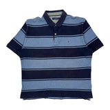 Tommy Hilfiger Striped Polo Shirt - Large Blue Cotton