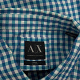 Armani Exchange Checked Shirt - Medium Blue Cotton
