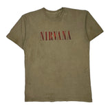 Nirvana Band T-Shirt - Small Khaki Cotton