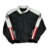 USA Flag Phase 2 Graphic Leather Jacket - XL Black Leather