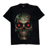 Skull With Snake And Red Eyes Rock Chang Single Stitch T-Shirt - Medium Black Cotton