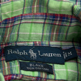 Blake Ralph Lauren Checked Short Sleeve Shirt - Medium Green Cotton