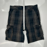 Wrangler Checked Cargo Shorts - 32W 10L Black Cotton