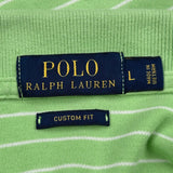 Polo By Ralph Lauren Striped Polo Shirt - Large Green Cotton