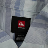 Quiksilver Striped Short Sleeve Shirt - Large Blue Cotton