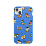 Electric Blue Fancy Frogs iPhone 14 Plus Case