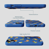 Electric Blue Fancy Frogs iPhone 15 Plus Case