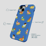 Electric Blue Fancy Frogs iPhone 15 Plus Case