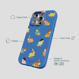 Electric Blue Fancy Frogs iPhone 16 Pro Case