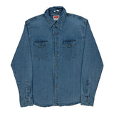 Wrangler Denim Shirt - Large Blue Cotton